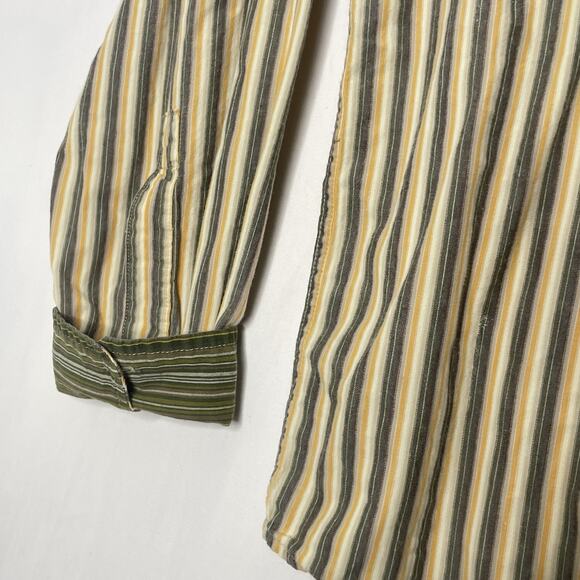 Y2K Vintage No Boundaries Shirt Mens M Green Yellow Vertical Stripe Skater Surf - Picture 4 of 6